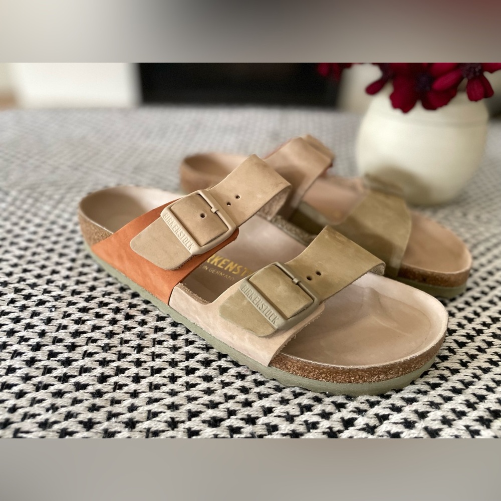 Free People Birkenstock Arizona Sandals Split Leather Color Block 40 RARE - Picture 8 of 14